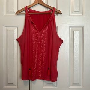 New York & Co Sleeveless Top Orange XL